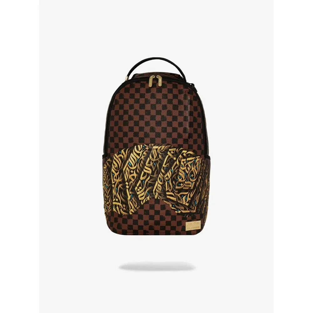 Sprayground Diaa Allam Sharks In Paris DLXSV Backpack Unisex Brown Check DSB73